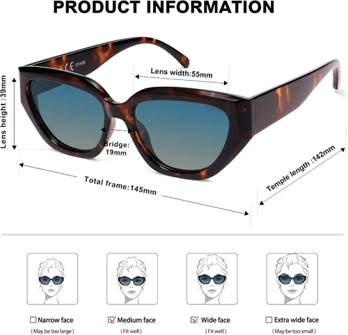 Vista 33 de SOJOS Gafas de sol polarizadas de ojo de gato lindo de moda para mujer Cateye SJ2237