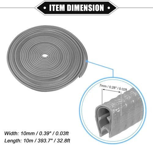 Vista 6 de Protector de borde de puerta de automóvil, 32.8 pies en forma de U, borde de goma, protector universal para automóvil, camión, ATV, barco