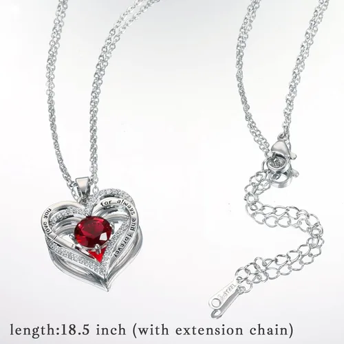 Vista 4 de Collares de corazón para mujer como regalo de Navidad para ella, collares rojos con texto en inglés "I Love You" como regalo de cumpleaños