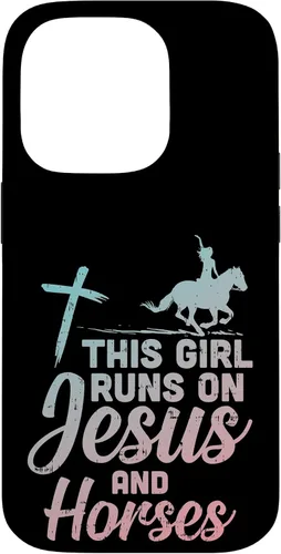 Vista 17 de Funda de regalo para iPhone 16 Girl Runs Jesus Horses Christian Horseback Equestre