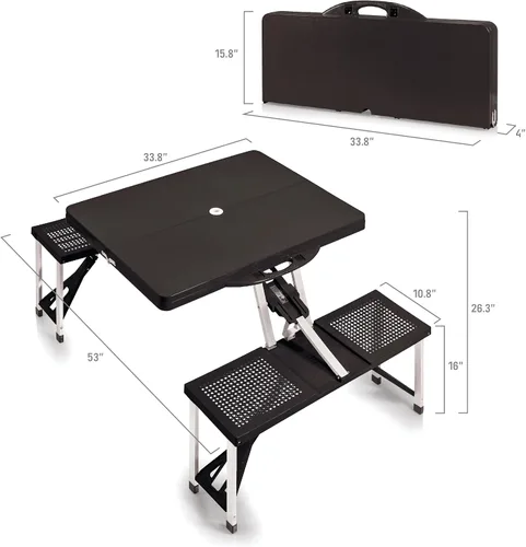 Vista 3 de Detroit Lions - Mesa de picnic portátil plegable con asientos, (negro)