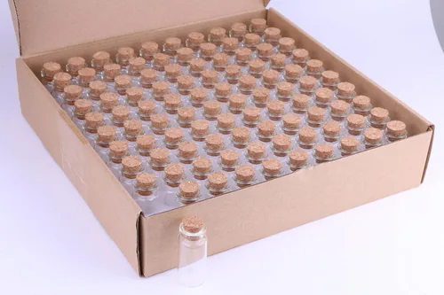 Vista 5 de MaxMau Botellas de vidrio pequeñas de 0.3 onzas líquidas con tapones de corcho, paquete de 100 frascos pequeños para manualidades, proyectos