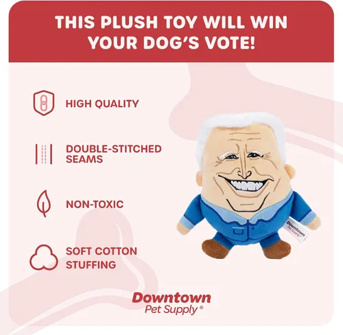 Vista 2 de Downtown Pet Supply Sleepy Joe - Juguete político para perros, parodia política novedosa, juguete masticable para perros con chirriador, diseño