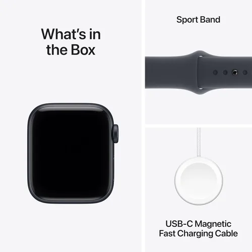 Vista 6 de Apple Watch SE 3 [GPS 1.575 in] Smartwatch con caja de aluminio medianoche con correa deportiva de medianoche - S/M. Monitores de fitness y sueño