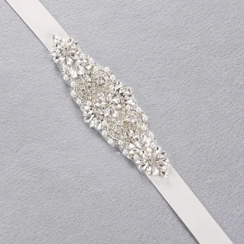 Vista 6 de yanstar Cinturón de novia con diamantes de imitación, cinturón de boda hecho a mano con cuentas de cristal