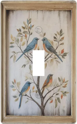 Vista 29 de Cubiertas Decorativas para Interruptores de Luz Arte de Pájaros BirdArt 1 Gang Salida Dúplex Individual Placa de Pared Placa de Interruptor Placa