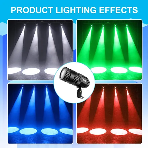 Vista 2 de Luz LED Pinspot, Foco para Bola de Discoteca 15W RGBW 4 en 1 Luces de Bola de Espejo con Control Remoto Luz LED Pin Spot Súper Brillante