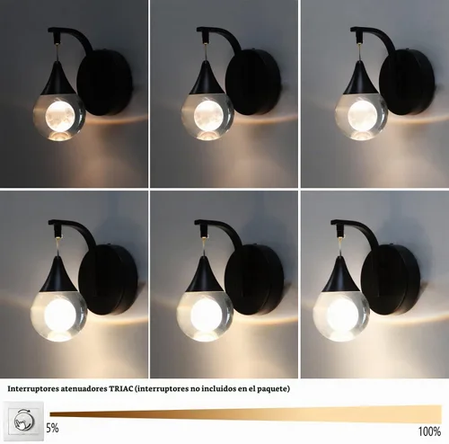 Vista 6 de Sedelan Apliques de Pared de Cristal Luna, Iluminación LED Moderna de Pared, 5W Luz de Pared Regulable para Dormitorio Cabecera Baño Sala de Estar