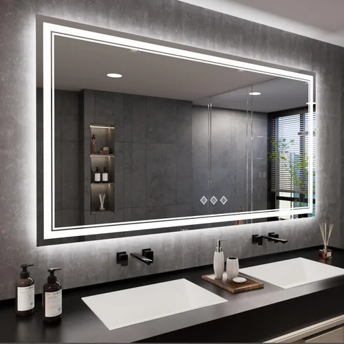 Vista 25 de Espejo LED para baño de 20 x 28 pulgadas con frente degradado y luz LED, espejo retroiluminado para baño, 3 colores, CRI > 90, espejo de baño