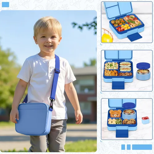 Vista 2 de WyfKyd Set de lonchera Bento con contenedor térmico de sopa para niños y adultos Bento Box Set with 9.5oz Soup Thermo Kids Leak-proof Lunch Box