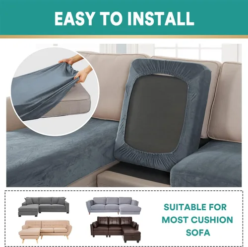 Vista 55 de OKYUK Fundas para sofá modular, 3 piezas, fundas de cojín de terciopelo para sofá, en forma de L, funda de cojín separado para sofá, protector