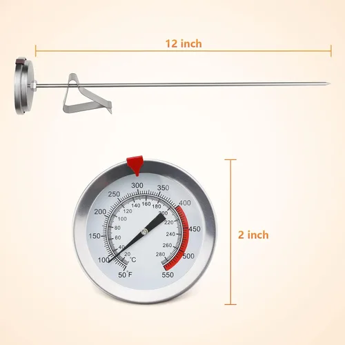Vista 4 de Termómetro de carne de 12 pulgadas para cocinar de lectura instantánea, tallo largo, impermeable, termómetro de cocina de acero inoxidable