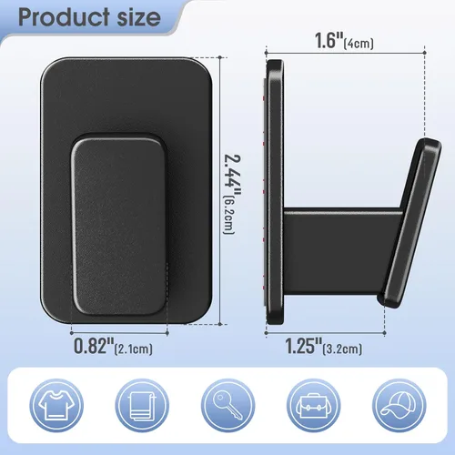 Vista 4 de Danpoo Ganchos autoadhesivos resistentes, ganchos de pared sin taladrar para baño, color negro, paquete de 3