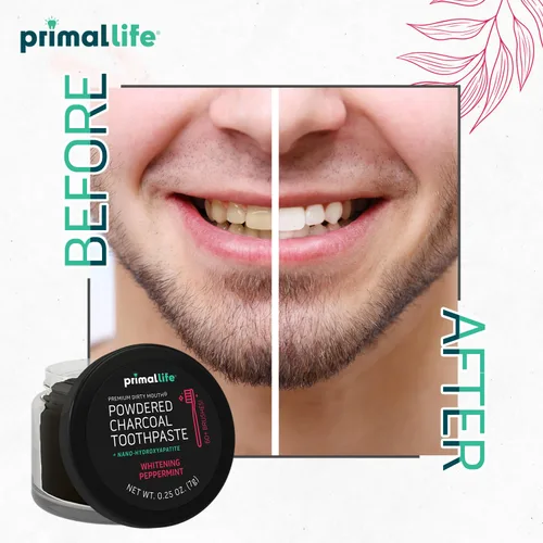Vista 4 de Limpiador dental natural Dirty Mouth, en polvo, tamaño mini, suavemente pule, desintoxica, remineraliza y fortalece los dientes, mejor que la pasta