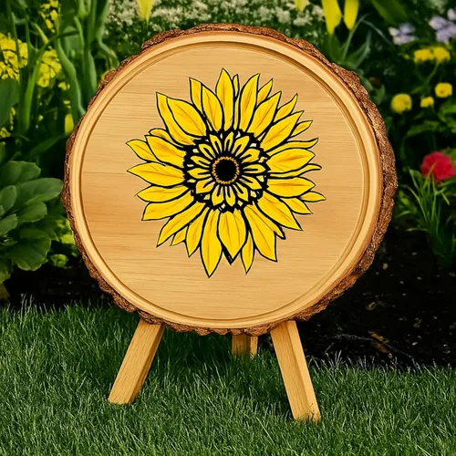 Vista 6 de Plantilla bohemia de girasol de 12 x 12 pulgadas para pintar sobre madera, lienzo, papel, tela y muebles, plantillas florales reutilizables