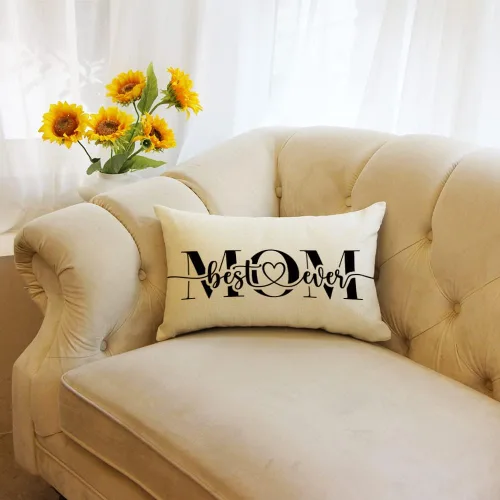 Vista 4 de Ogiselestyle Best Mom Ever - Fundas de almohada, 12 x 20 pulgadas, funda de cojín feliz para sofá