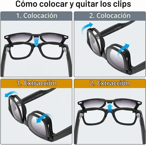 Vista 5 de HiBloks Transition/Gradient Polarized Clip-On Lens for RayBan Meta Wayfarer