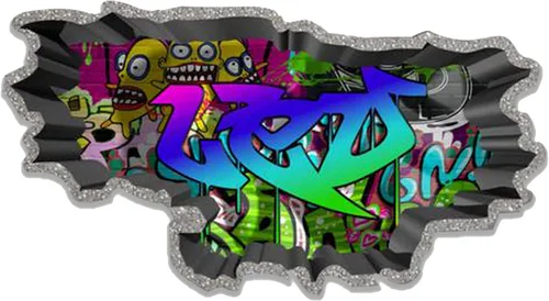 Vista 12 de Calcomanía de pared de graffiti con borde de hormigón profundo, calcomanía de vinilo personalizada (MYS107-S)