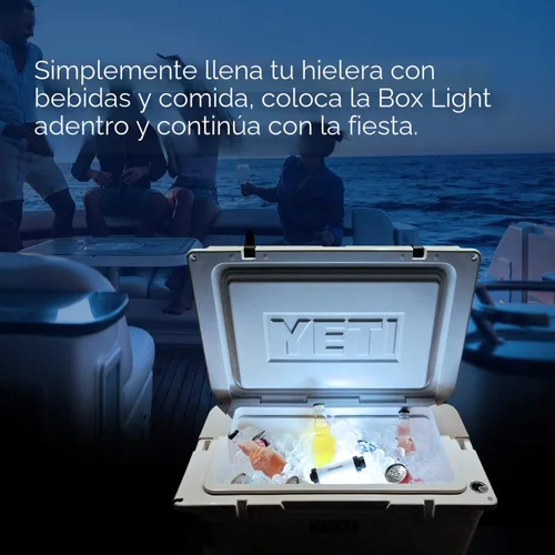 Vista 3 de HEXNUB Caja de Conservadora con Luz, Impermeable, Luz LED Recargable Compatible con YETI, RTIC, ORCA, Ninja, Igloo, Coleman, Base Magnética, Ideal
