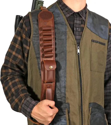 Vista 9 de TOURBON - Soporte para escopeta de calibre 12 Bandolier con giros Adjustable Shoulder Strap, Non-slip Suede Interior, Quick-grab Handle