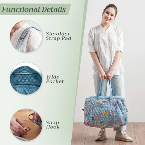 Vista 4 de Maison d' Hermine Bolsas de fin de semana para mujer, de algodón, acolchadas, para equipaje nocturno, bolsa de fin de semana para hombres, regalos