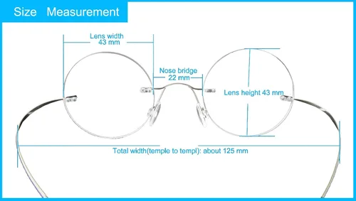Vista 5 de Circleperson Anteojos de titanio sin montura Vintage Small Round 43-22-145 W Lente transparente para hombres mujeres