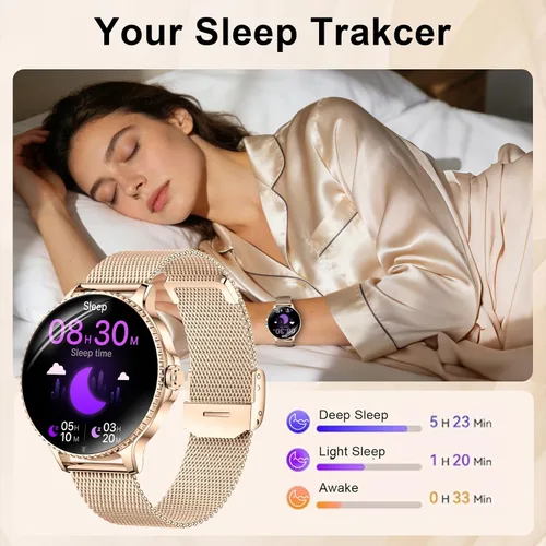 Vista 6 de Efolen Relojes inteligentes para mujer, responder/hacer llamadas, reloj inteligente de 1.27 pulgadas para monitor de frecuencia cardíaca, monitor