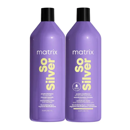 Vista 7 de Matrix So Silver Purple - Juego de champú y acondicionador pigmentado Elimina matices amarillos cobrizos Acondicionador tonificante para rubios