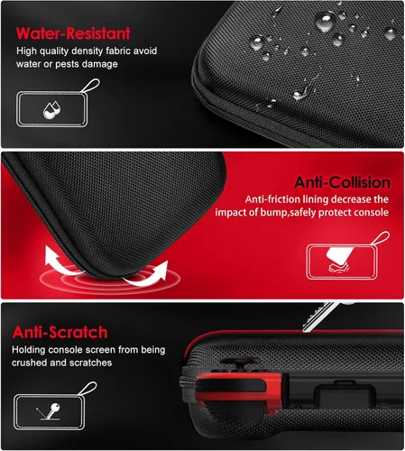 Vista 5 de ivoler Funda de transporte para Nintendo Switch y nuevo modelo Switch OLED 2021 bolsa rígida portátil de transporte para accesorios de Switch