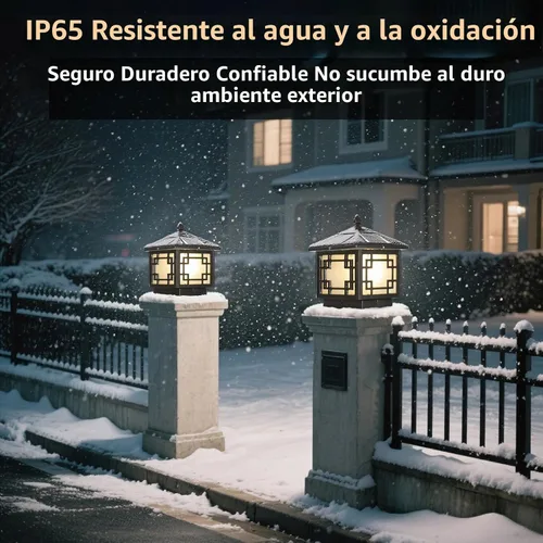 Vista 2 de SLAWA Farol de Iluminación Solar de 9.8 Pulgadas para Exteriores, Luz para Tapas de Postes con Lámpara de Columna LED Alimentada por Energía Solar