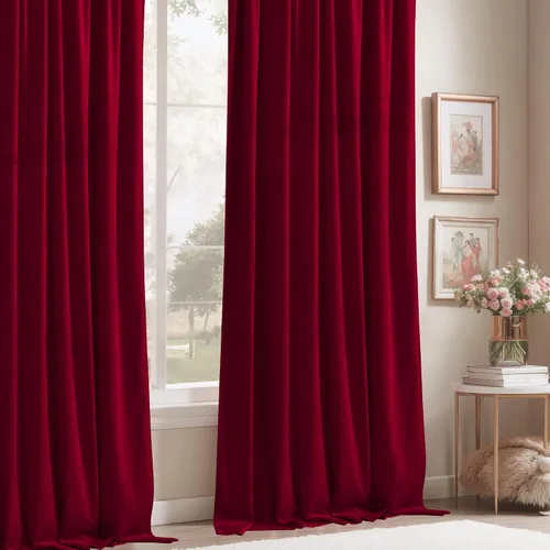 Vista 7 de StangH Cortinas de terciopelo rojo de 42 x 84 pulgadas de lujo, con aislamiento térmico, divisores de habitación, decoración navideña del hogar