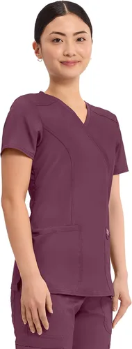 Vista 5 de Cherokee WW Revolution - Camisa de enfermería con 2 bolsillos para mujer Vino