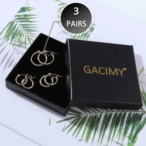 Vista 6 de Gacimy - Aros para mujer, chapados en oro de 14 quilates con plata de ley 925