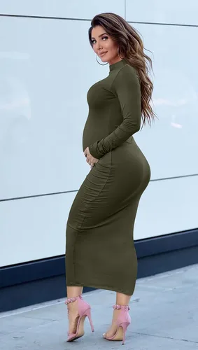 Vista 8 de GOBLES Vestido largo sexy de manga larga con cuello alto y elegante para mujer