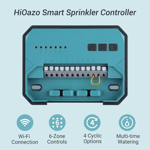 Vista 2 de Controlador de aspersor inteligente de 6 zonas, controlador de riego WiFi para interiores, APP gratuita, compatible con sensor de lluvia, ajuste