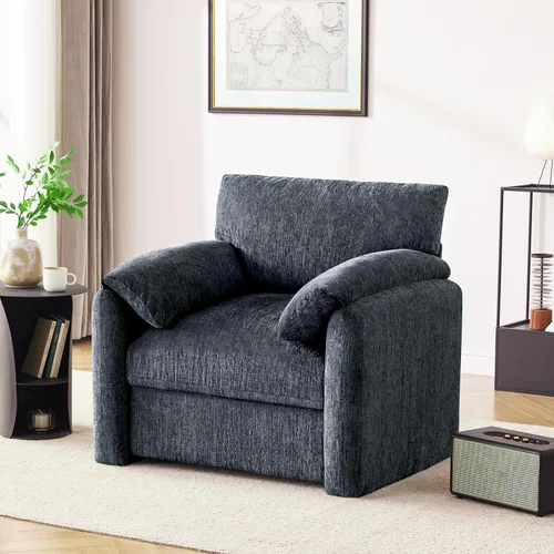 Vista 10 de Howjoe Sillón Extragrande de Chenilla, Sillas de Acento de 38.6 Pulgadas de Ancho para Sala de Estar y Dormitorio Silla de Descanso Moderna, Silla