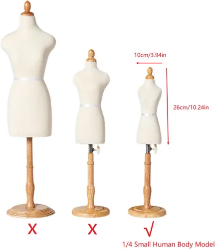 Vista 3 de Maniquí femenino con soporte, 18-23 pulgadas de altura ajustable forma de vestido cuerpo de maniquí con base de madera, vestido de maniquí pinable
