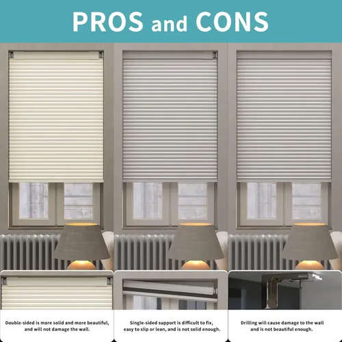 Vista 3 de MYshade - Persianas celulares sin taladro y sin herramientas, persianas de nido de abeja opacas y sin cordones para ventanas interiores, persianas