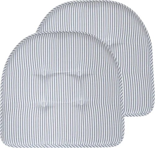 Vista 87 de Sweet Home Collection - Cojín de asiento de espuma viscoelástica y respaldo de caucho antideslizante con capitoné para silla, cojín en U, 17x16 Gris