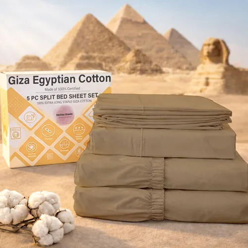 Vista 40 de MyGiza Sheets, Juego de sábanas 100% de algodón egipcio Giza, tamaño individual, para adaptarse a colchones de hasta 15 pulgadas de profundidad