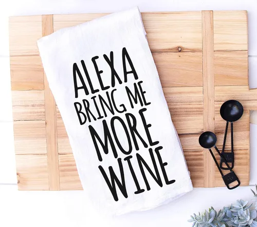 Vista 2 de Toalla de cocina divertida hecha a mano, 100% algodón, divertidas toallas de mano para amantes del vino, 28 x 28 pulgadas, perfecta para anfitriona
