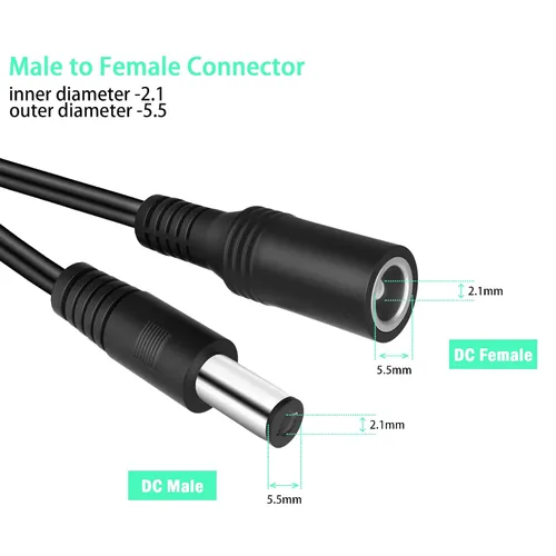 Vista 3 de Cable de extensión de alimentación de CC de 0.217 in x 0.083 in, cable de extensión de 12 V CC, cable de cámara de seguridad macho a hembra