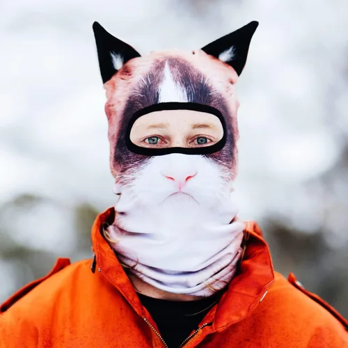 Vista 6 de BEARDOWEAR Máscara de esquí con cabeza de gato enojado unisex con impresión realista.