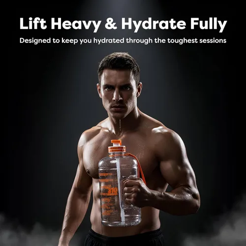 Vista 9 de 310 Nutrition Mega Hydration Bottle de 64 onzas, botella de agua grande sin BPA con marcadores de tiempo, boca ancha y asa de transporte