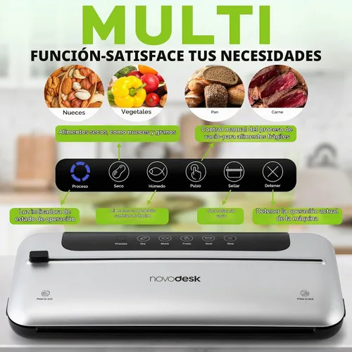 Vista 2 de 75KPa - Máquina selladora al vacío automática 6 en 1 Ahorro digital de alimentos con función de pulso Modos de alimentos secos y húmedos
