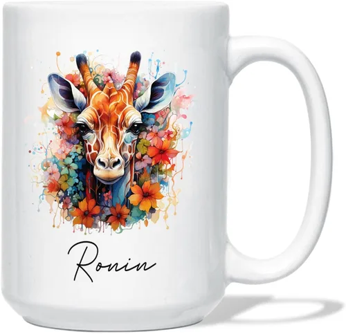 Vista 9 de Taza de café de oso – Regalo personalizado para amantes, taza de té de animales salvajes con flores, regalo de cerámica personalizado para amantes