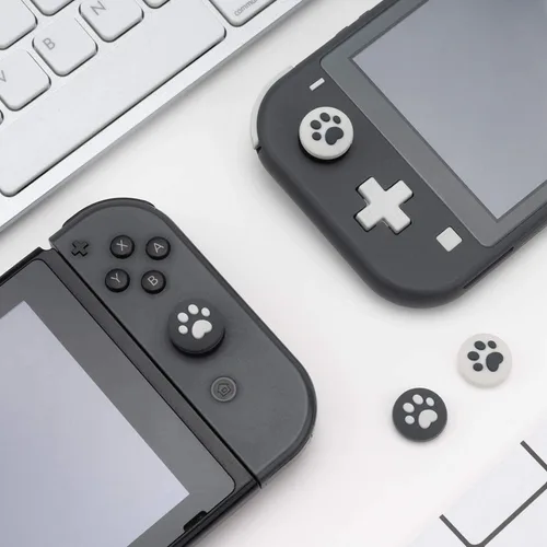 Vista 3 de Switch Joycon - Tapas de agarre para pulgar, funda de silicona con diseño de pata de gato para SwitchOLEDSwitch Lite, fundas de botón analógicas