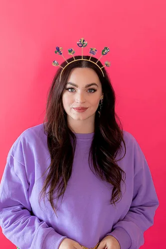 Vista 25 de MOLOCH Diadema de Navidad con lazo de Navidad, diadema de borla roja y verde, diadema de carnaval, disfraz de Navidad, accesorios para el cabello