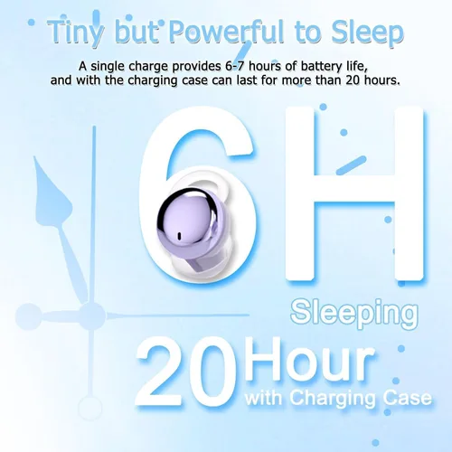 Vista 4 de Auriculares para dormir de lado, mini auriculares cómodos para dormir (morado)