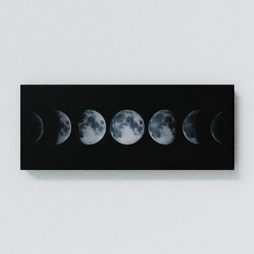 Vista 4 de Sense Canvas Lienzo artístico de fases lunares – Astronomía Física Tierra Lunar Cosmos Universo Decoración del Hogar Póster Impresión Pequeño 20 x 8